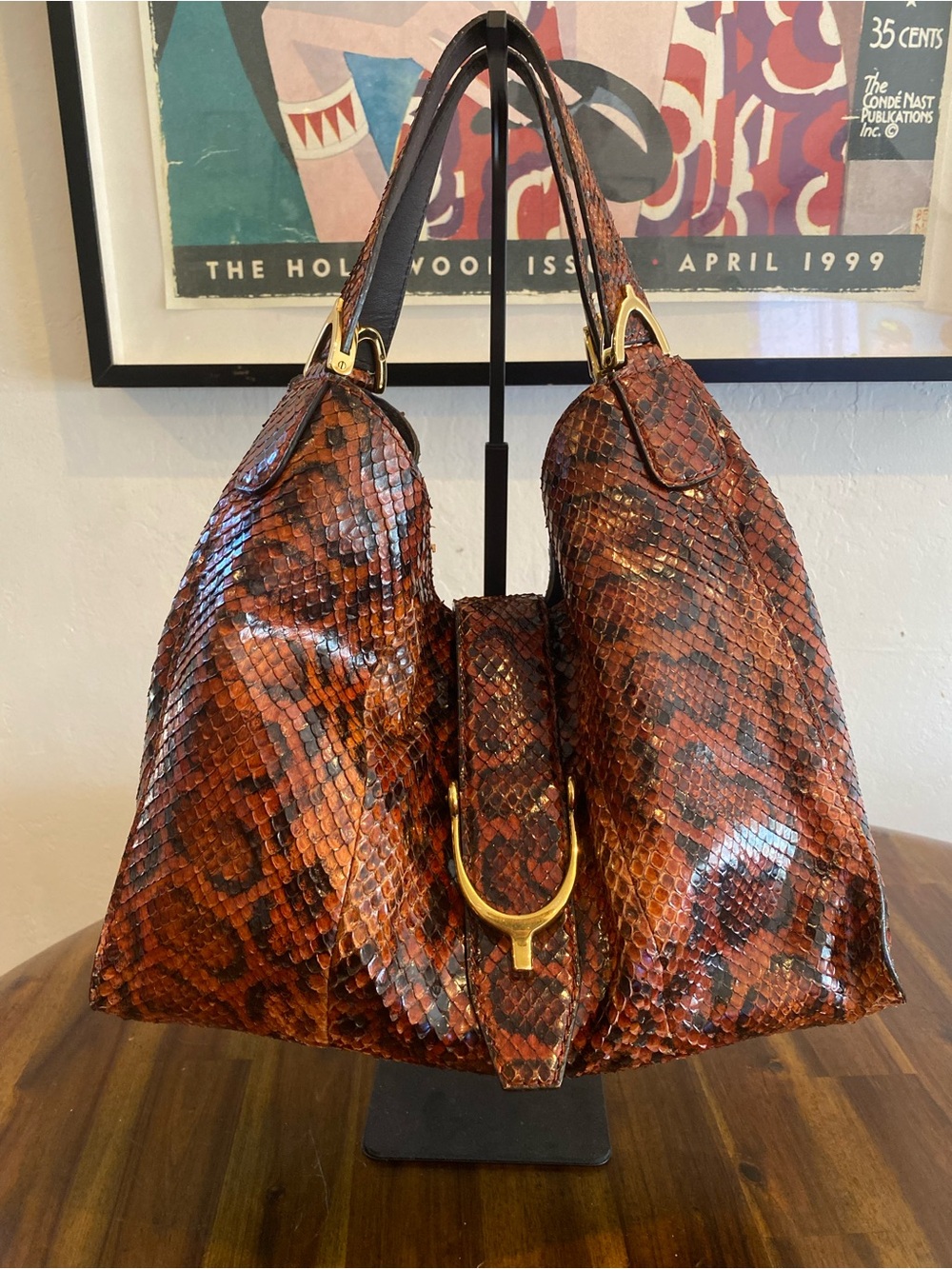 Gucci Stirrup Python with Gold Hardware